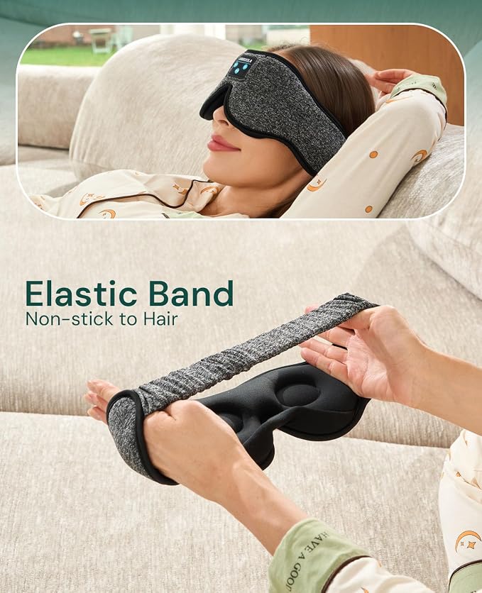 Bluetooth Sleep Mask with Wireless Headphones – Soft 3D Contoured Eye Mask - Image 8