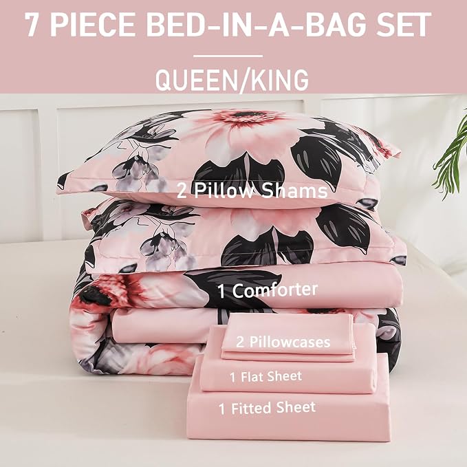 Yogeneg King Size Comforter Set 7 Piece Bed in a Bag, Soft Microfiber Comforter - Image 6
