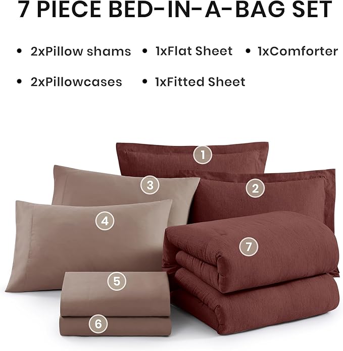 Monbix Full Size Comforter Set, Dark Red Bedding Comforter - Image 7