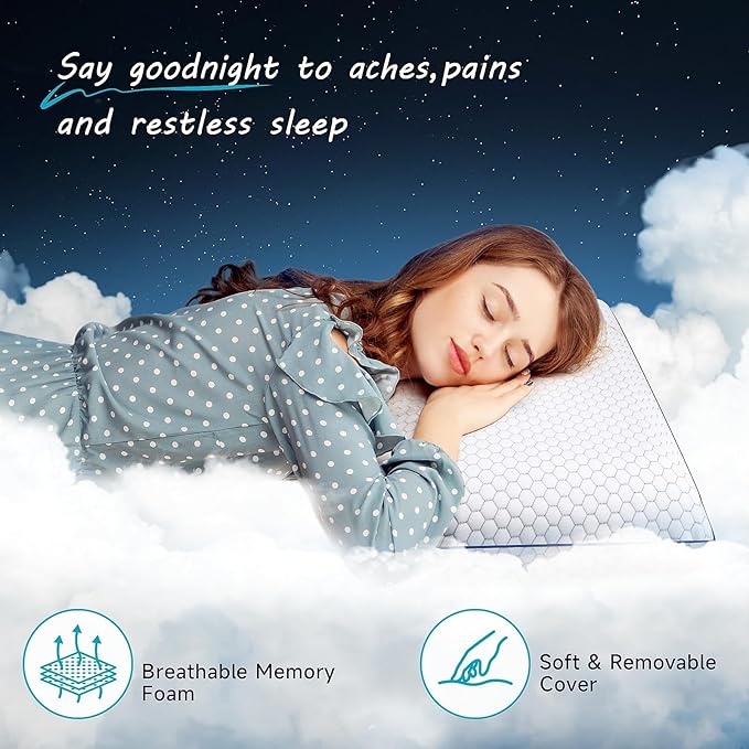 CushyOasis 2 Pack Memory Foam Pillows - Image 2