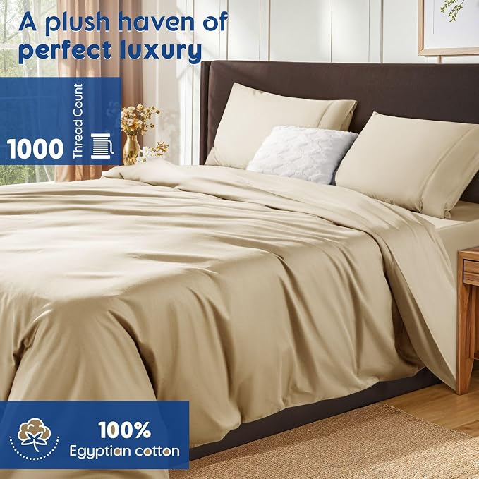 SONORO KATE 100% Egyptian Cotton Duvet Cover King Size, 1000 Thread Count - Image 2