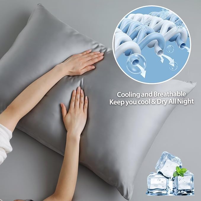4 Pack Cooling Pillow Cases, Viscose Derived from Bamboo Pillow Protectors King - Image 4