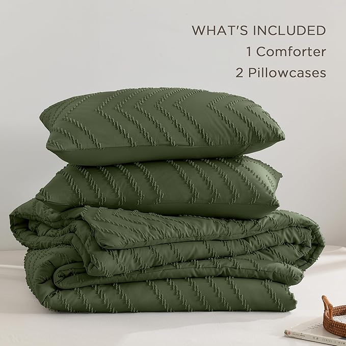 Andency Olive Green Oversized Super King Comforter Set 120x120, Extra Large - Image 6