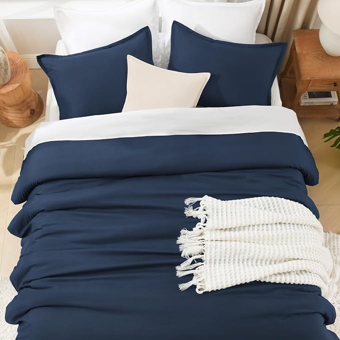 Litanika Navy Blue Comforters Oversized King Size, 3 Pieces Lightweight Solid - Image 8