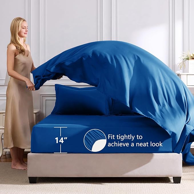 CozyLux Queen Comforter Set Classic Blue - Image 5