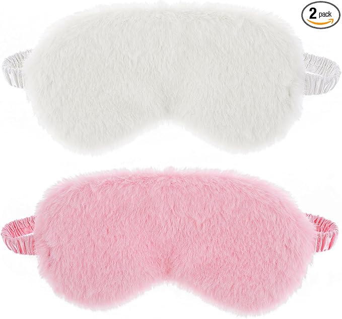 2 Pcs Plush Fluffy Eye Mask Soft Sleeping Blindfold Eye Cover Comfortable Furry by WY+LIGHTING+LEVEL