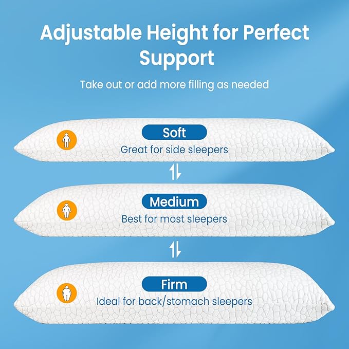 QUTOOL Cooling Pillow for Sleeping, CertiPUR-US Shredded Memory Foam Full Body - Image 4