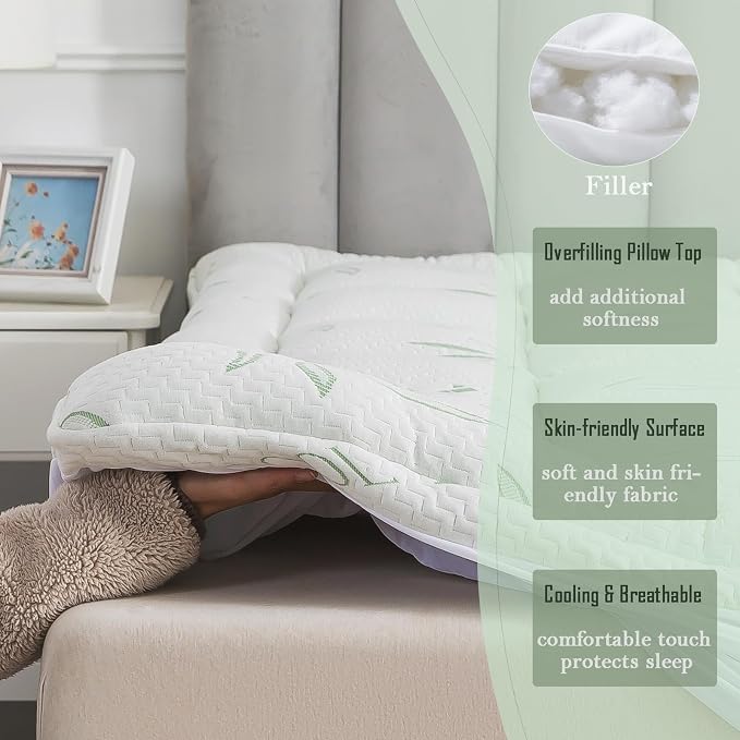 WhatsBedding Queen Mattress Topper, Soft Pillow Top Mattress Topper - Image 5
