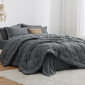 Love's cabin King Size Comforter Set Dark Grey, 7 Pieces King Bed in a Bag by Lovescabin