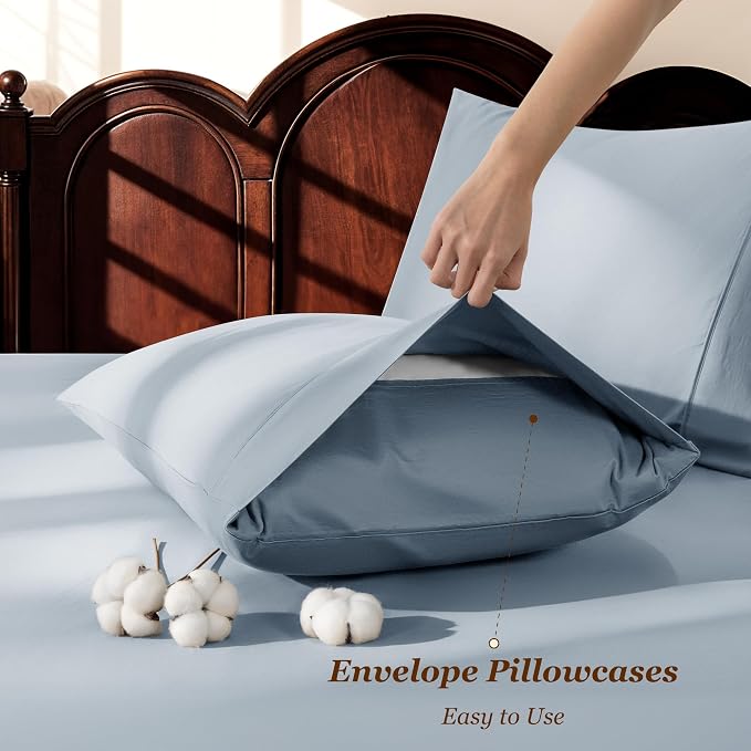 LBRO2M 100% Cotton Sheets Set Deep Pocket 19", 1000 Thread Count Full Size 4 - Image 6