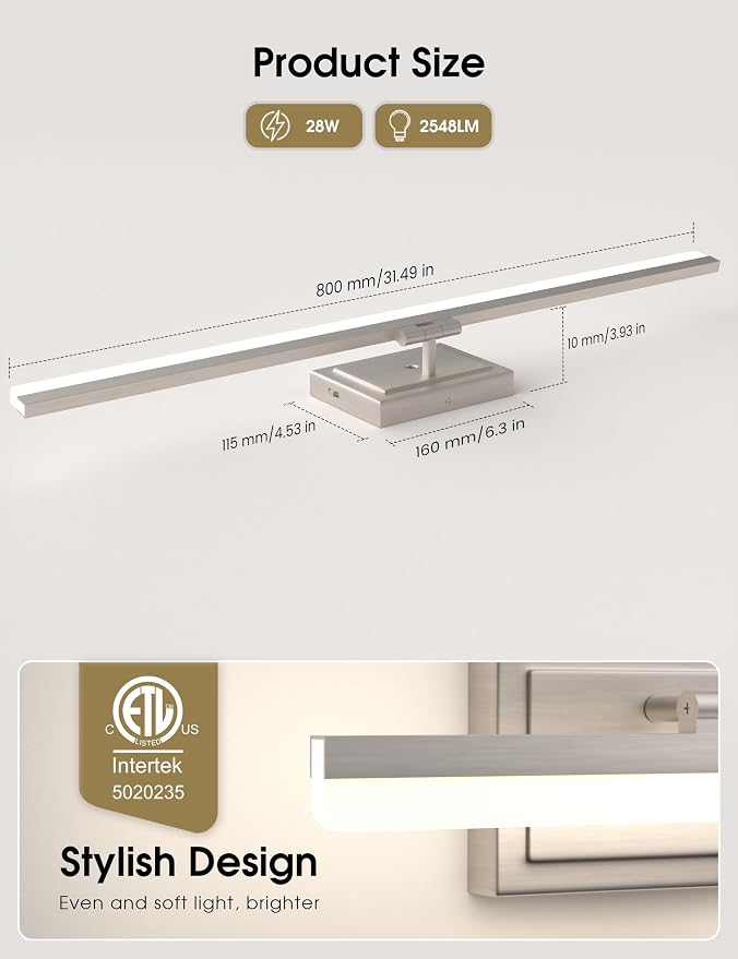 VOLISUN Modern Bathroom Vanity Light 31.5 inch, 28W Dimmable 5CCT Led Bathroom - Image 5