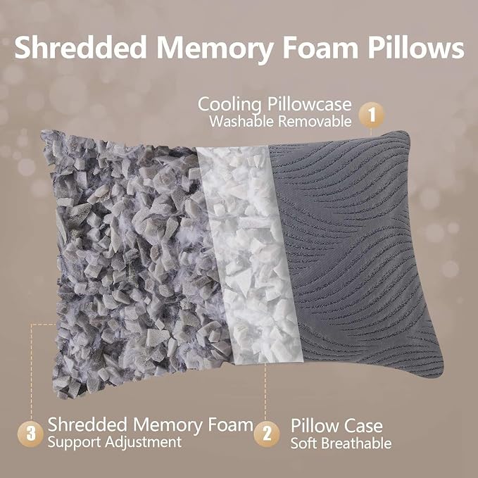 Pillows Queen Size Set of 2 Cooling Memory Foam Pillows - Image 2
