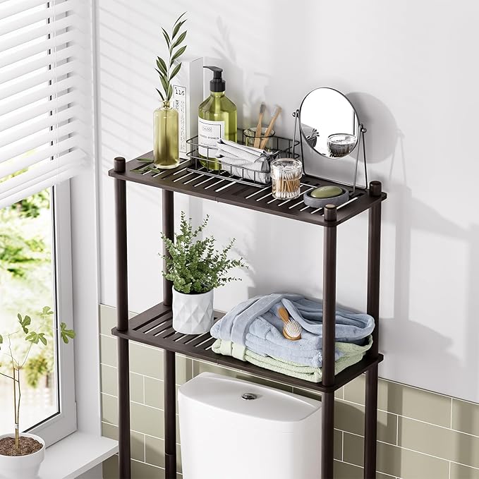 AmazerBath Bamboo Over The Toilet Storage Shelf, 2-Tier Over Toilet Bathroom - Image 3