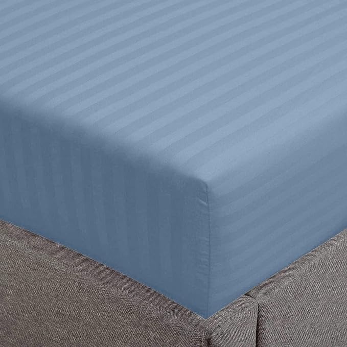 Feather & Stitch 1 PC Fitted Sheet California King Size, 100% Cotton Damask by FEATHERSTITCHNEWYORK