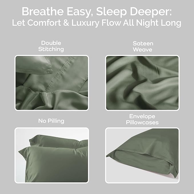 Pillow Cases King Size Set of 2 Pillowcases 100% Viscose from Bamboo Cooling - Image 4