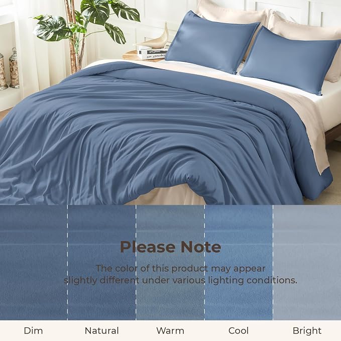 Litanika Haze Blue Comforters Oversized King Size, 3 Pieces Lightweight Solid - Image 8