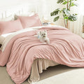 Litanika Pink Queen Size Comforter Set, 3 Pieces Blush Plain Bedding Comforter by Litanika