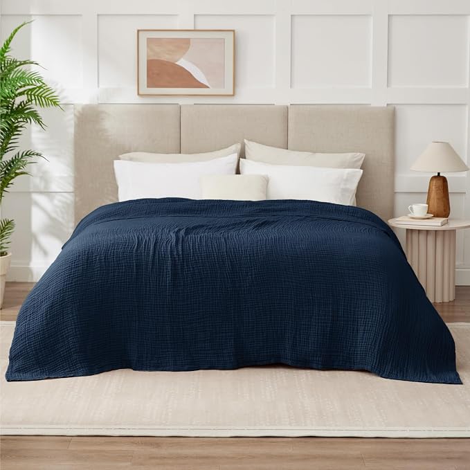 100% Cotton Muslin Blanket California King 120" x 90", 6 Layers Breathable and - Image 7
