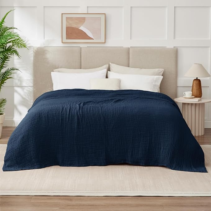 100% Cotton Muslin Blanket Queen 90" x 90", 6 Layers Breathable and Lightweight - Image 7