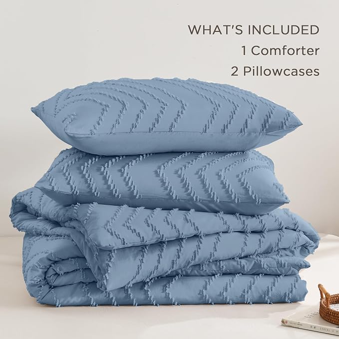 Andency Greyish Blue Comforter Set Full Size, Boho Soft Warm Tufted Bedding - Image 6