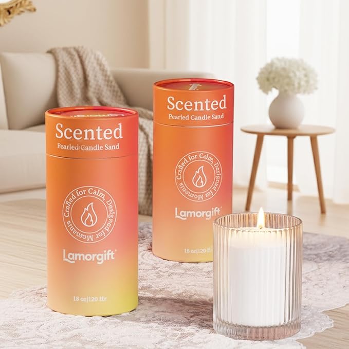 36oz Scented Candle Sand Wax, Citrus& Lavender- 2 Tubes Scented Pearled Candles - Image 7