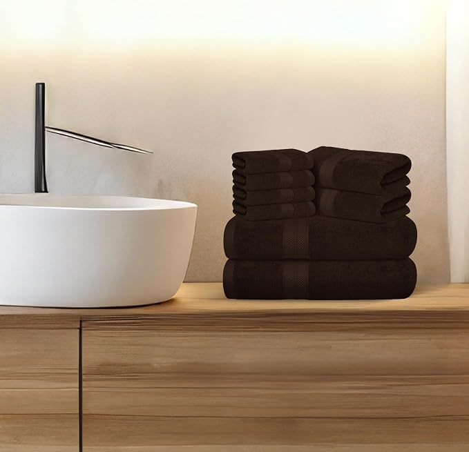 Avalon Towels Luxury 8 Piece Chocolate Towels Set, 2 Bath Towels, 2 Hand Towels - Image 6