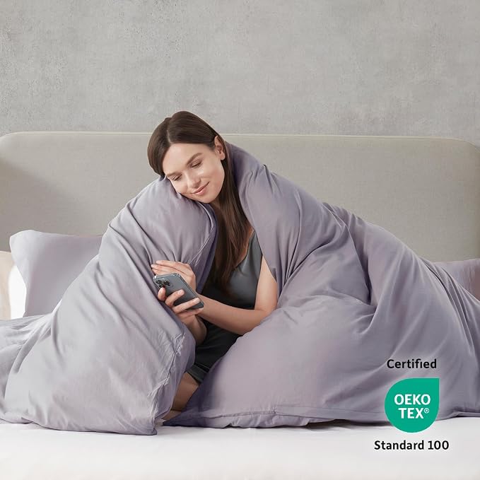 Nestl Grey Lavender Duvet Cover Queen Size - Image 3