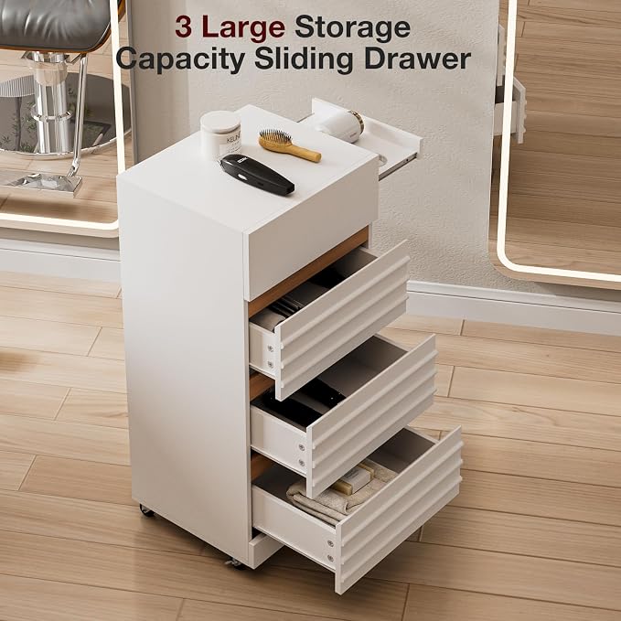Salon Trolley Cart with Lockable Wheels, Rolling Hair Cart with 3 Dryer Holders - Image 4