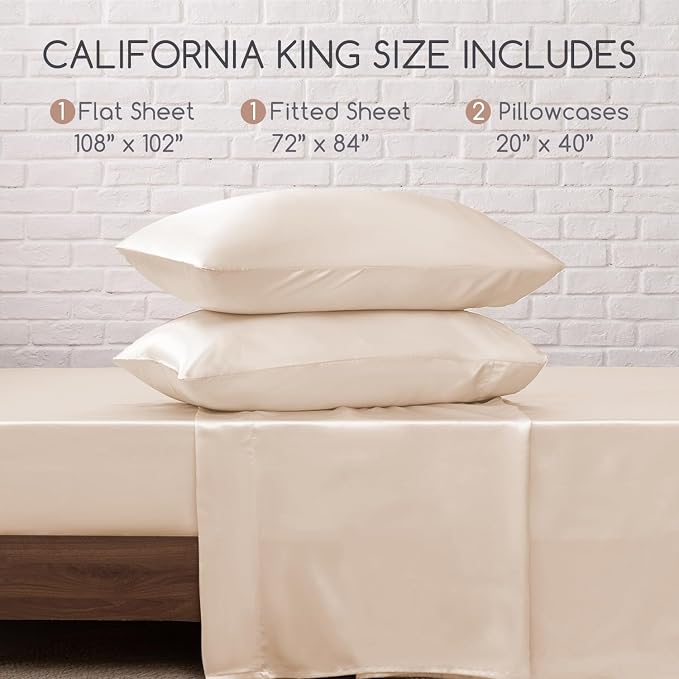 MR&HM Satin Bed Sheets, California King Size Sheets Set - Image 7