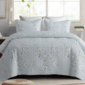 Exclusivo Mezcla Reversible Boho Quilts Queen Size, Light Blue Bedspreads by ExclusivoMezcla