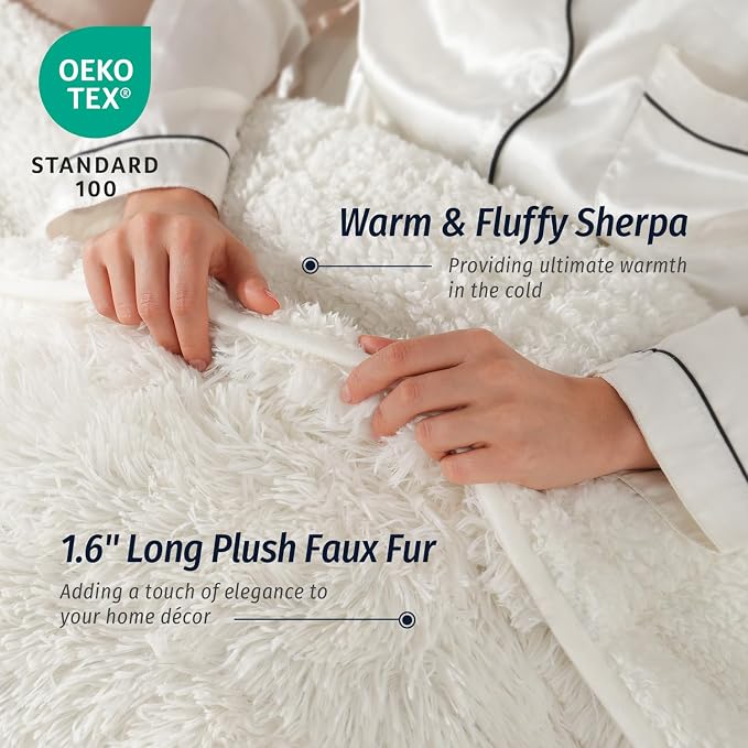 Wemore Shaggy Long Fur Faux Fur Weighted Blanket, Cozy and Fluffy Plush Sherpa - Image 4