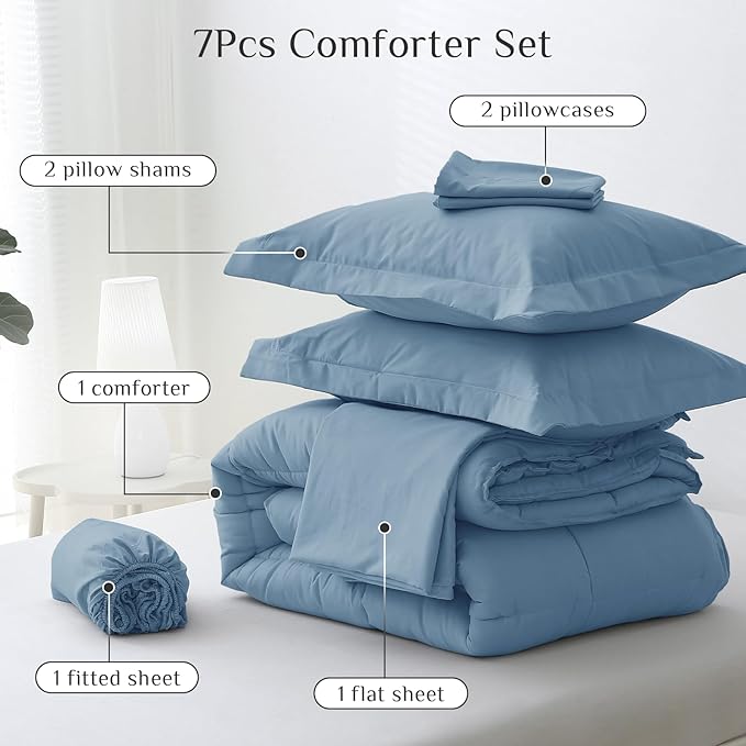 JOLLYVOGUE Queen Comforter Set, Ultra-Soft Bed in a Bag Queen Size 7 Pieces - Image 5