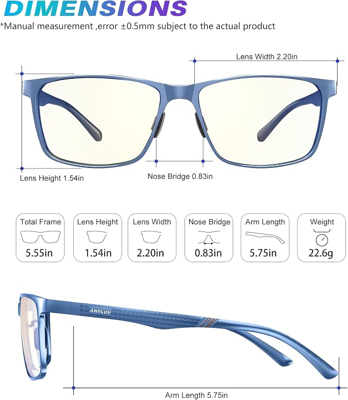 ANYLUV Blue Light Glasses Men, Relieve Eyestrain and Eye Protection, Al-Mg - Image 4