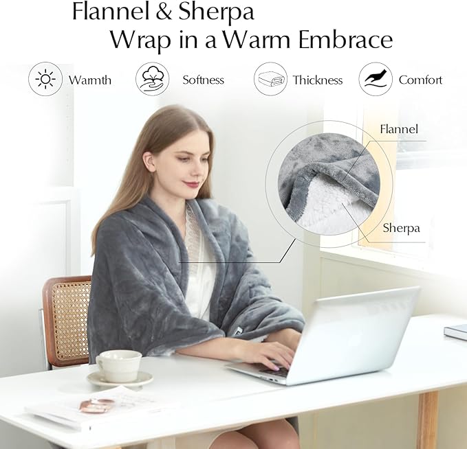 SNUGSUN Heated Blanket Throw Size, Soft and Cozy Electric Heating Blanket - Image 4