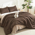 Litanika Comforters Brown Oversized King Size, 3 Pieces Lightweight Solid by Litanika