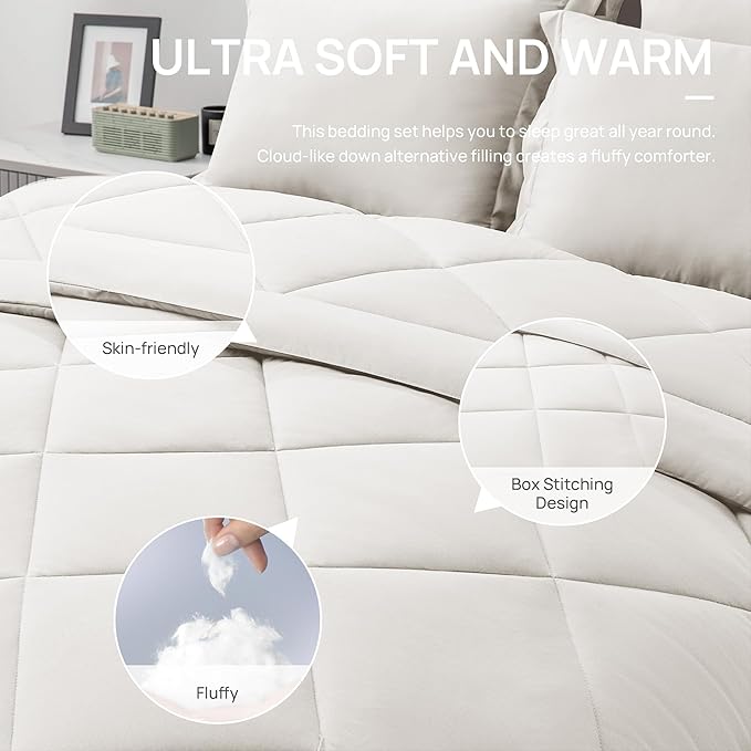 Love's cabin California King Comforter Set Off White, 7 Pieces California King - Image 5