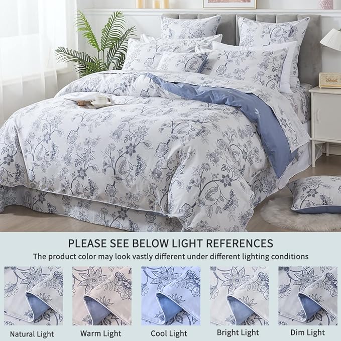 FADFAY Duvet Cover Set Twin Floral Bedding Percale Cotton 600 TC Classical - Image 5