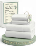LANE LINEN 100% Organic Cotton Queen Sheet Set, Soft Percale Weave, Deep Pocket by LaneLinen