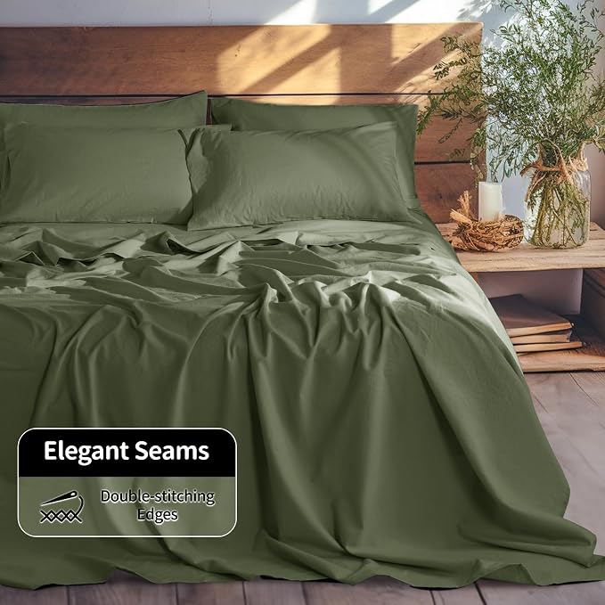 LBRO2M 100% Pure Linen Sheet Set Deep Pocket Up to 16" Bed Sheets Sets - Image 7