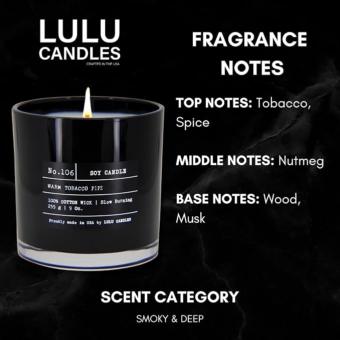 Lulu Candles | Warm Tobacco Pipe | Luxury Scented Soy Jar Candle | Hand Poured - Image 2