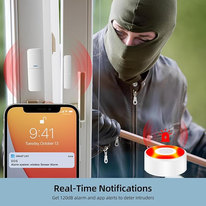 WiFi Alarm System, Smart Home Alarm System Wireless 9 Piece-kit, DIY Alarm - Image 4