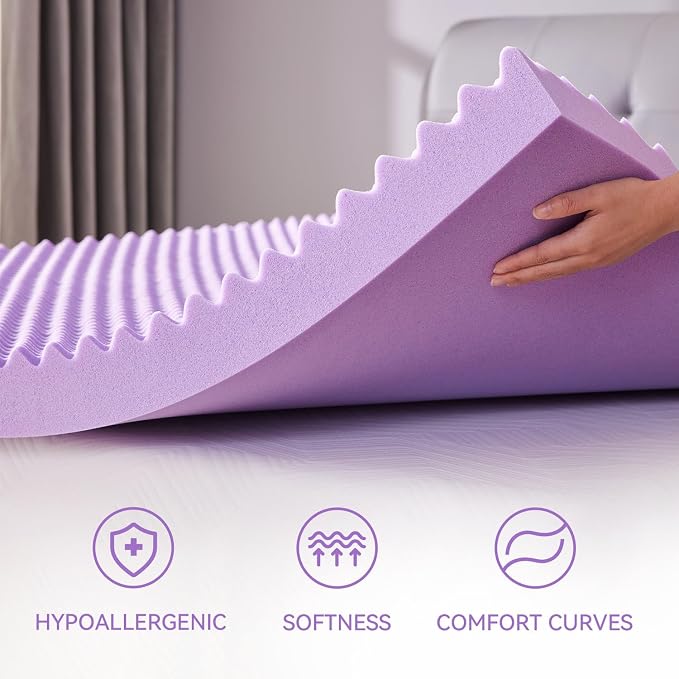 SINWEEK 1.5 Inch Egg Crate Memory Foam Mattress Topper Queen Size, Soft - Image 4