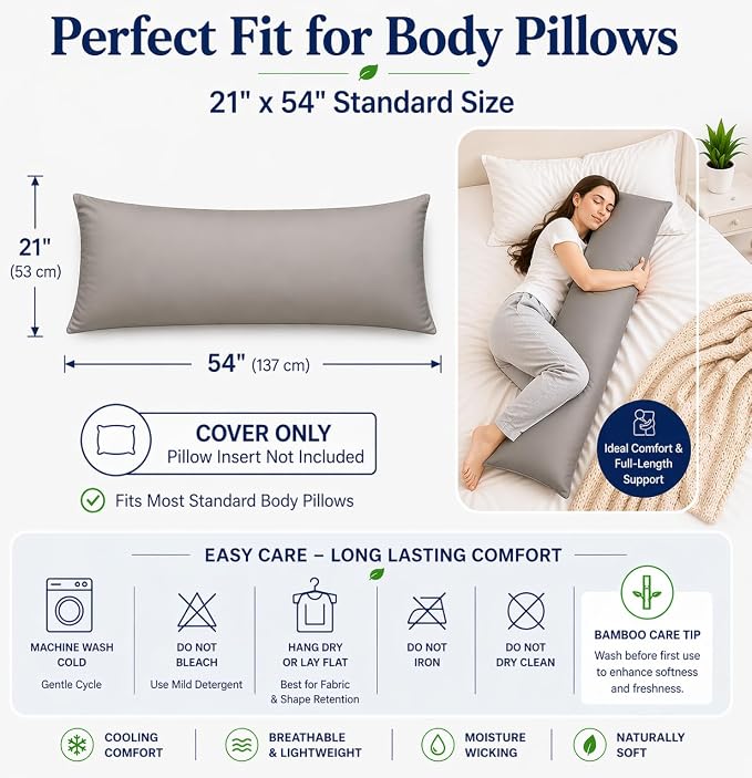 evoLive 100% Rayon Derived from Bamboo Cooling Breathable Body Pillow - Image 7