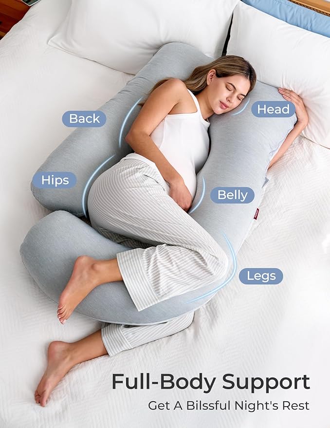 Momcozy Pregnancy Pillows with Cooling Cover, U-Shaped Full Body Maternity - Image 4