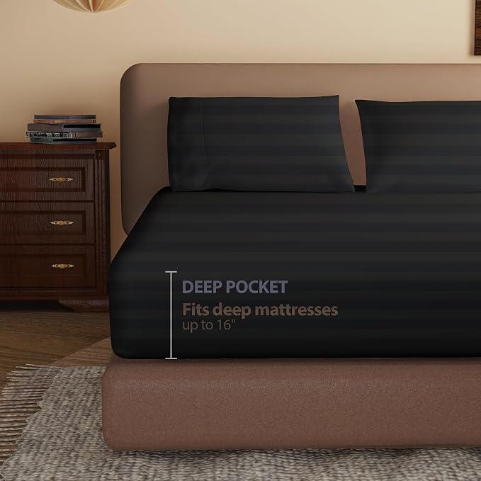2-Pack 100% Egyptian Cotton Fitted Sheet TwinXL Size, 600 Thread Count Cotton - Image 3