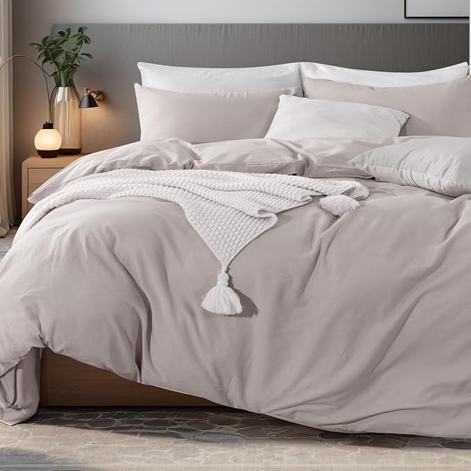NEXHOME PRO Duvet Cover Full Size, 100% Washed Cotton Orgnic Linen Like - Image 4
