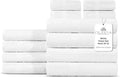 100% Cotton Bath Towel Set of 12-4 Bath Towels, 4 Hand Towels, 4 Wash Cloths by VillaCelestia