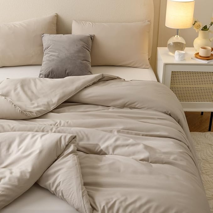 ROSGONIA Queen Comforter Set Oatmeal - Image 4