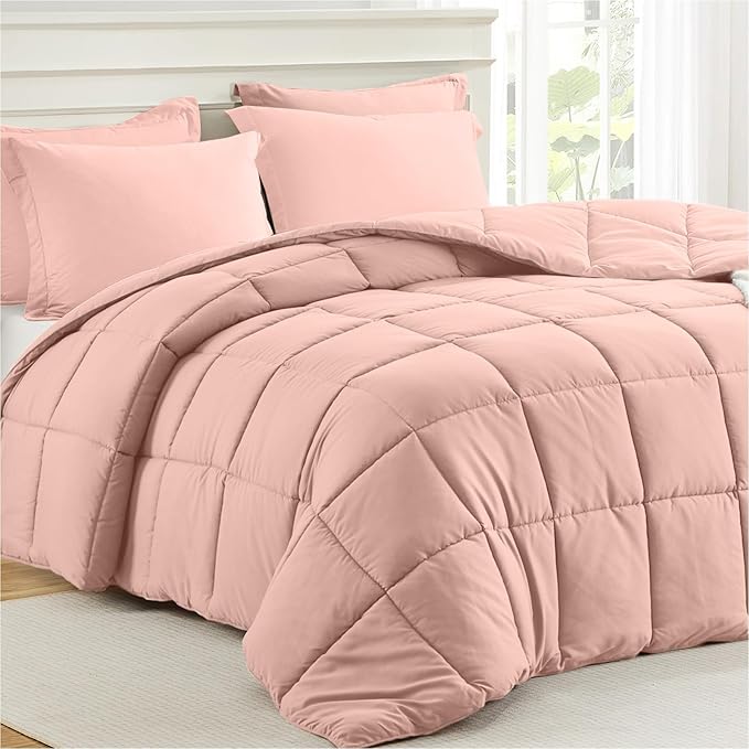 Homelike Moment Queen Comforter Set Pink, Comforters Queen Size Set, Soft - Image 2
