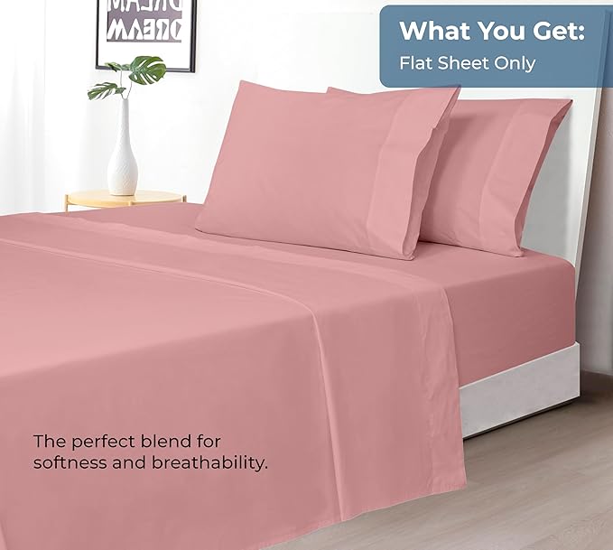 Royale Linens 100% Organic Cotton Queen Flat Sheet Only - Image 5